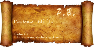 Paskesz Béla névjegykártya